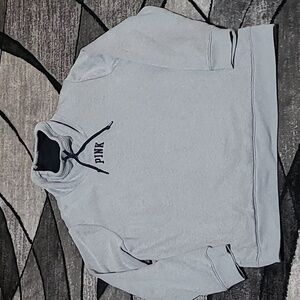 VS PINK 2019 SHERPA LINED COWL-NECK EMBROIDERED LOGO SWEATSHIRT